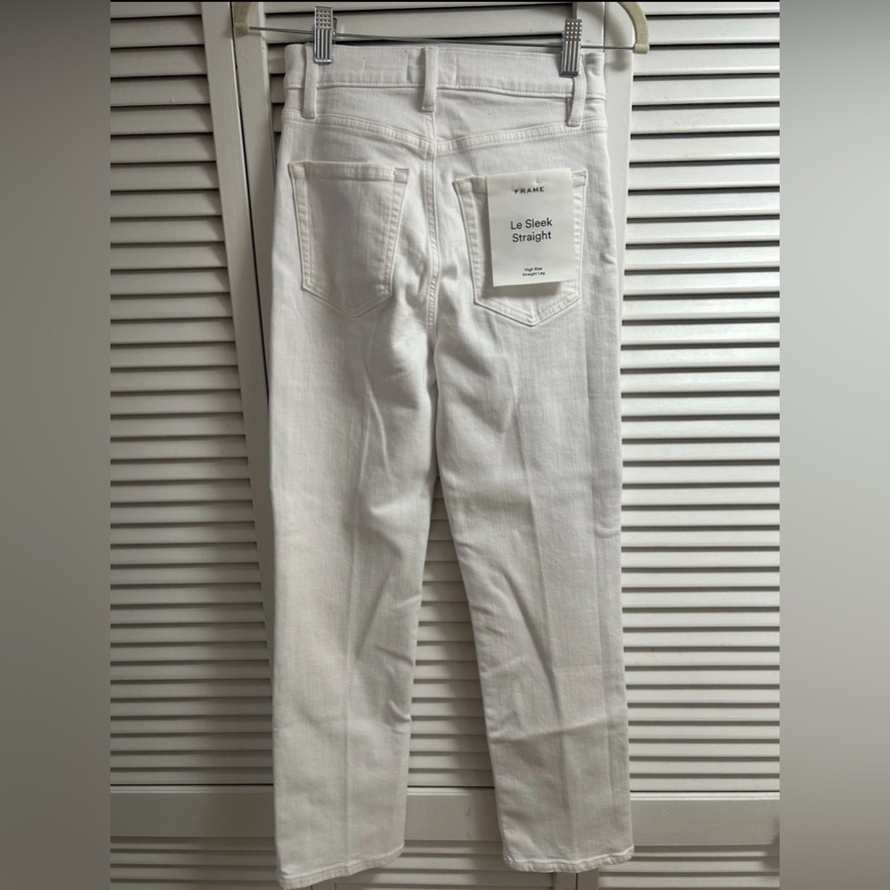 NEW FRAME Denim le sleek high rise straight leg jean, white 25 - Picture 8 of 12